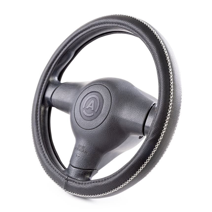 Оплётка руля AUTOPROFI из экокожи AP-1931 BK/GY (M)