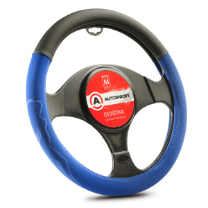Оплётка руля AUTOPROFI софттач, синтетический нубук AP-2022 BK/BL (M)