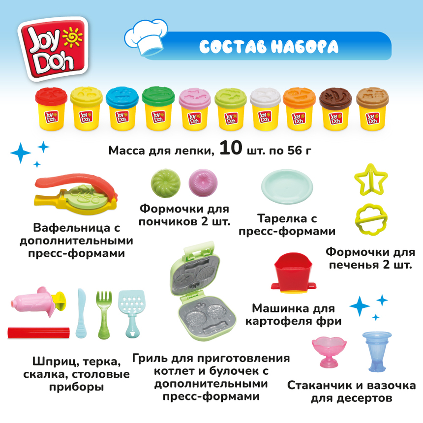 Масса для лепки Joy-Doh, набор СУПЕР БУРГЕРНАЯ BURG-560 pot