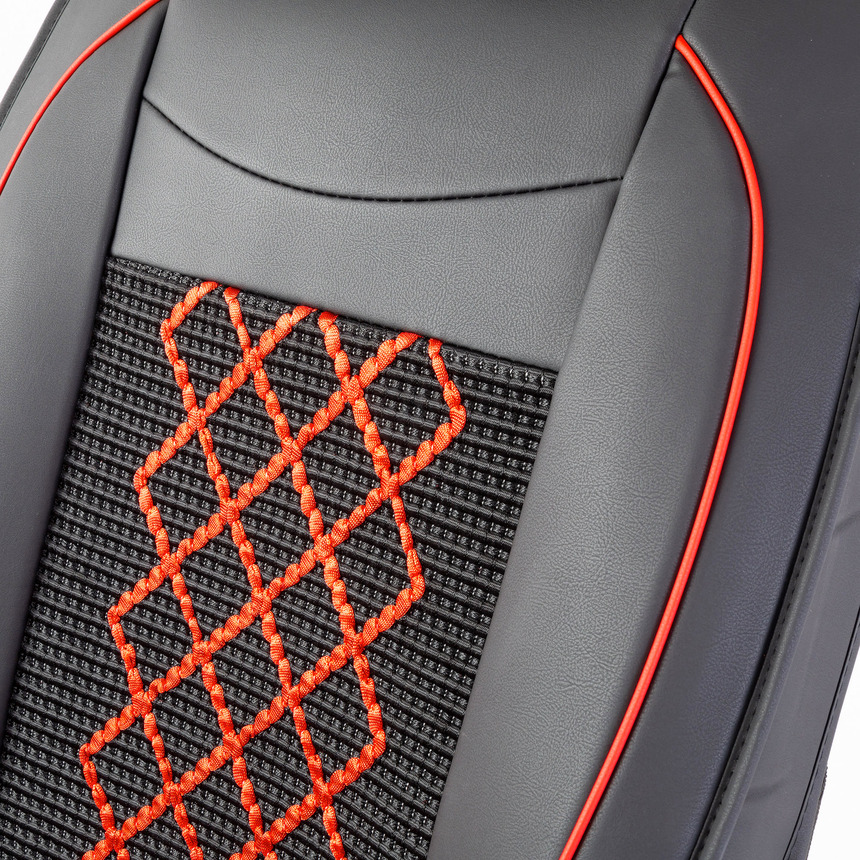 Каркасные накидки на передние сиденья "Car Performance", 2 шт., экокожа CUS-2092 BK/RD