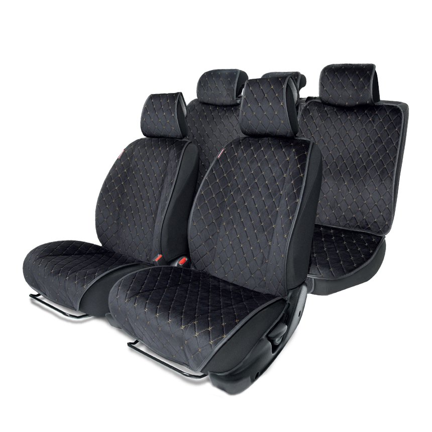 Накидки на сиденья автомобиля "Autoprofi" (на весь салон), алькантара ALC-1110 BK/BE