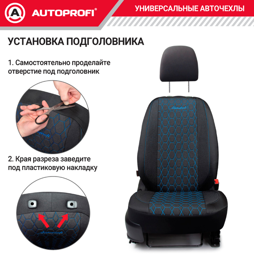 Комплект чехлов на сиденья VERONA, материал лён VER-1505 BK/BL