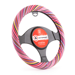 Оплётка руля AUTOPROFI из текстиля AP-1915 Multi/RD (M)